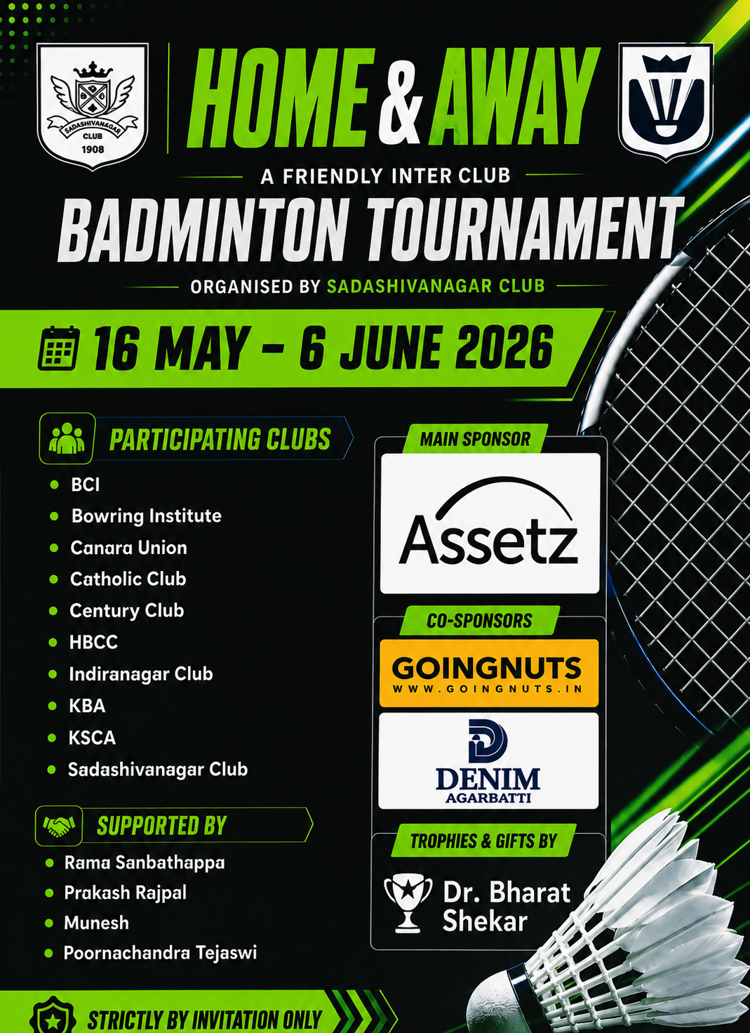 Home & Away Badminton Tournament - 3rd Edition Poster